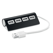 Aluminum 4 Port 2.0 USB Hub with AC Adaptor with Customized Logo